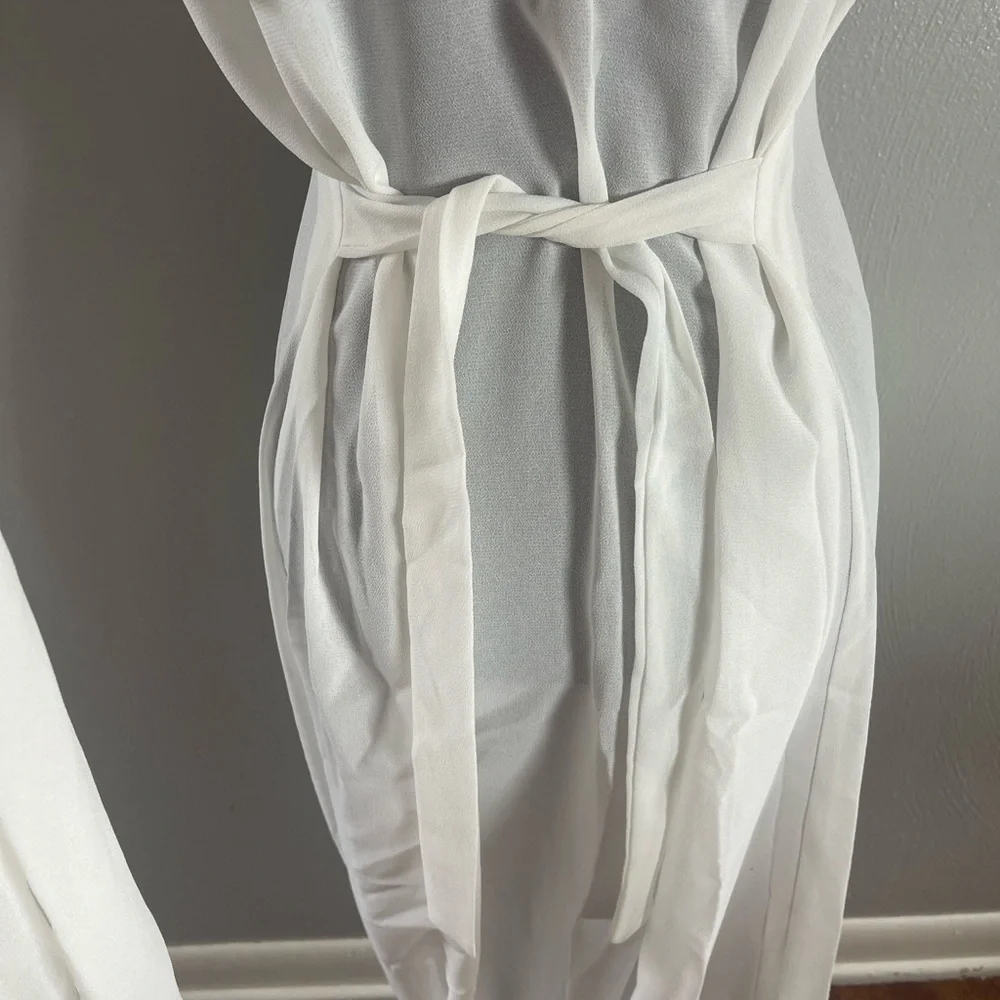 Red Black Embroidered Maxi Kaftan Dress with White Cape Overlay Size M - Picture 7 of 7